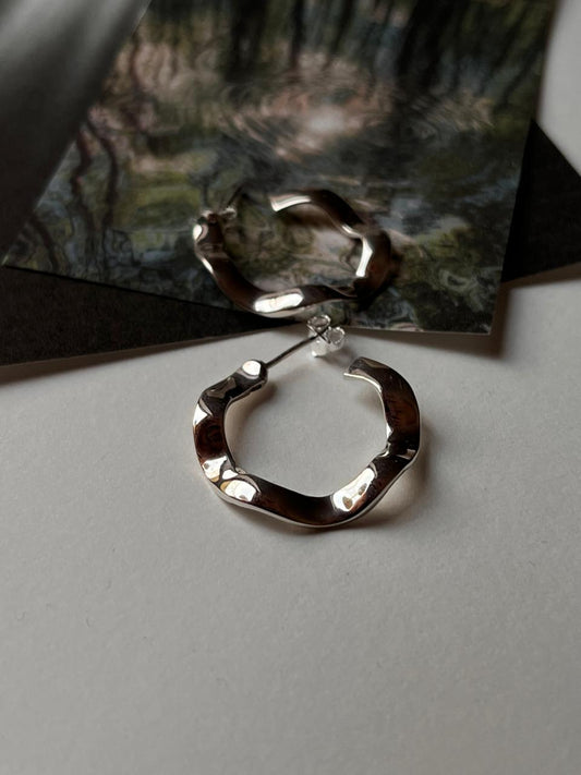 Chunky Italian Ruffles Half Hoops in 925 Silver