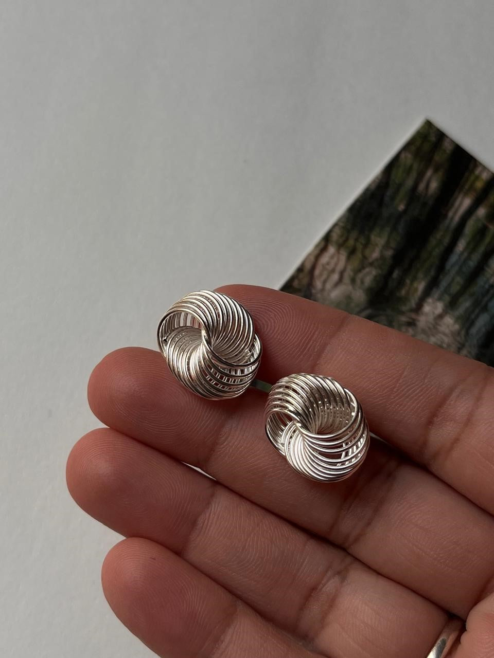 Italian Knot Design Chunky Statement Hoops in 925 Silver