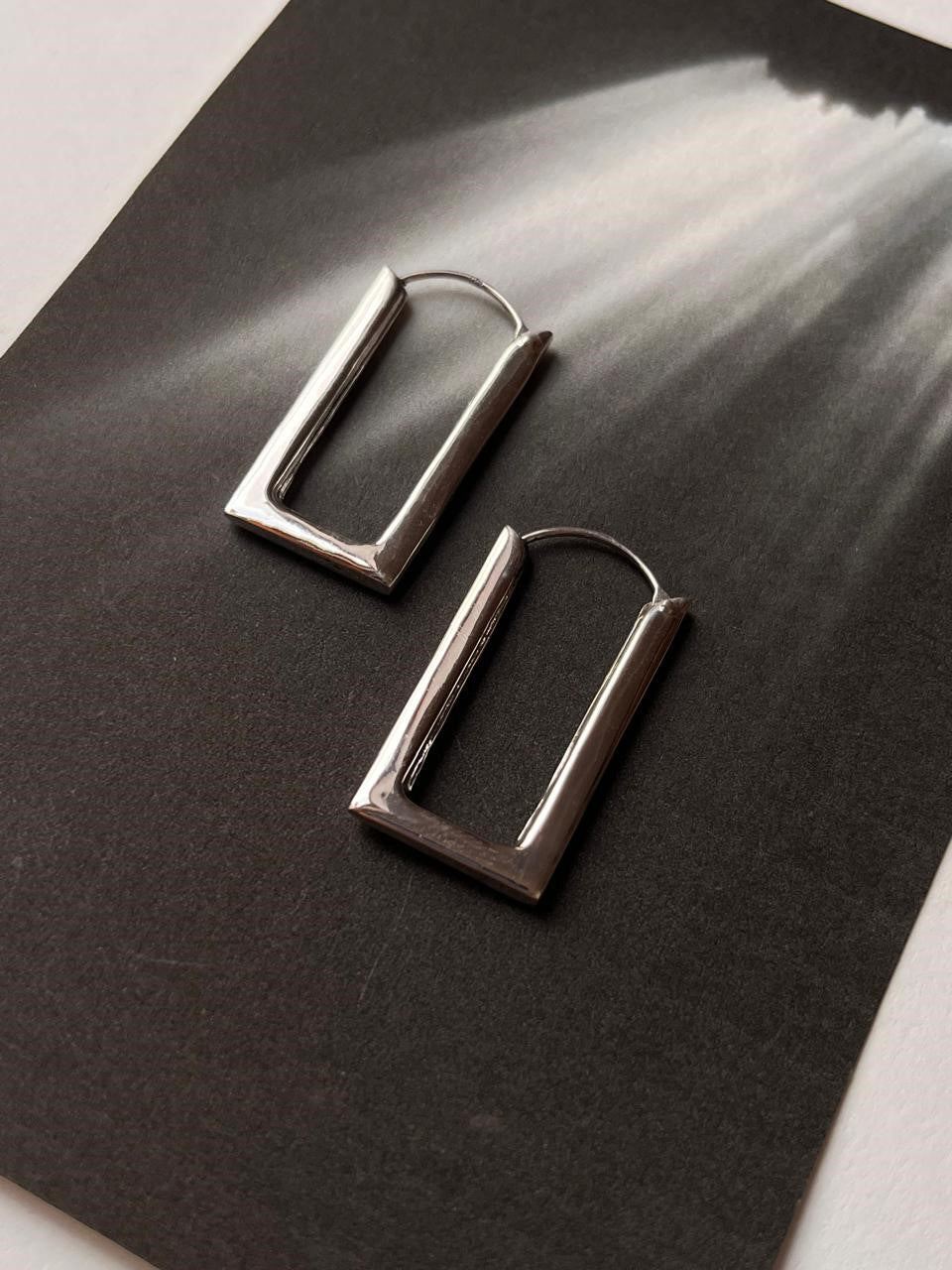 925 Silver Italian Rectangular Statement Hoops for Women