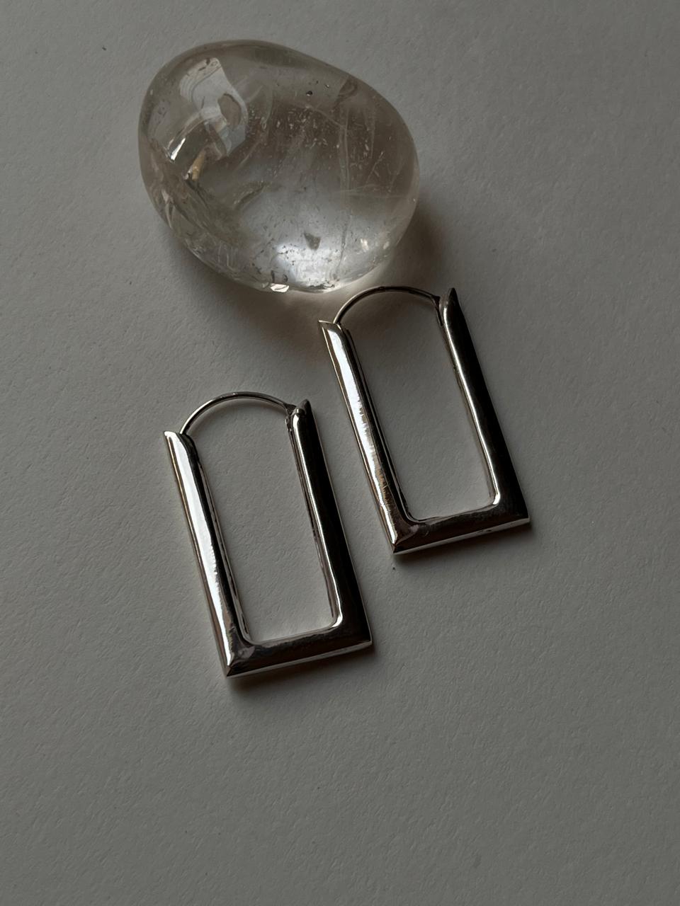 Italian Rectangular Statement Hoops in Chunky 925 Silver