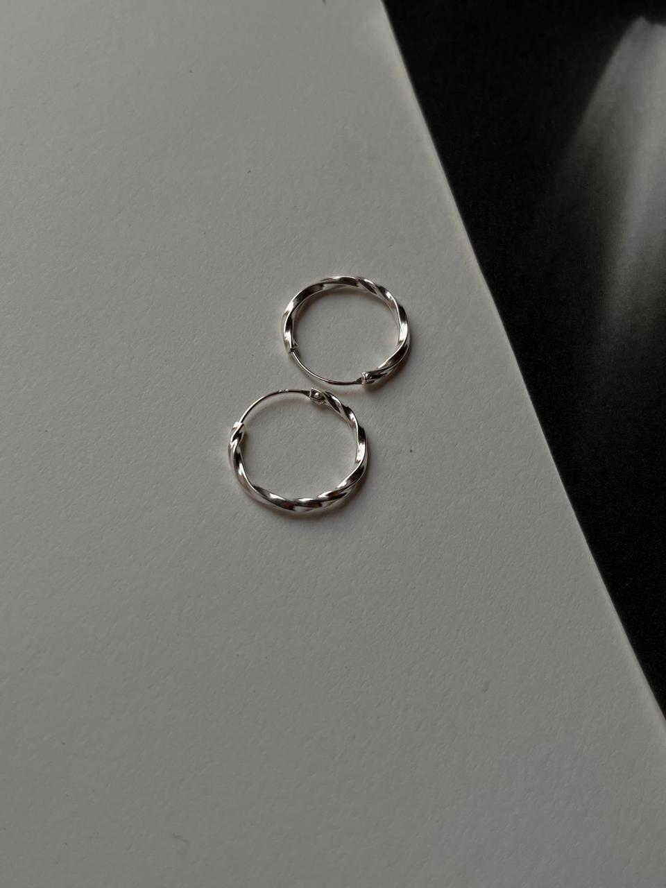 Italian Twist 925 Silver Hoop Earrings