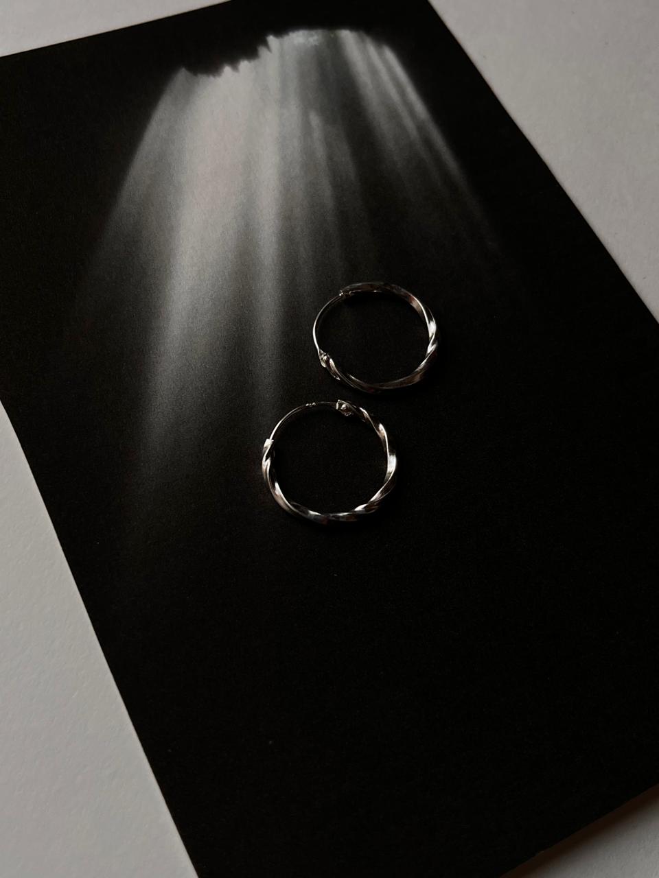 925 Silver Hoop Earrings with Italian Twist