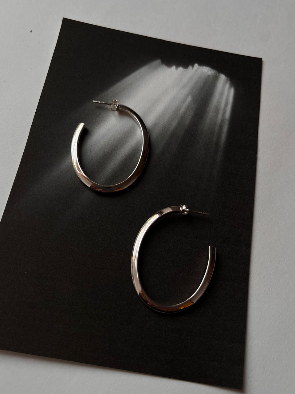 925 Silver Italian U Half Hoops Statement Earrings