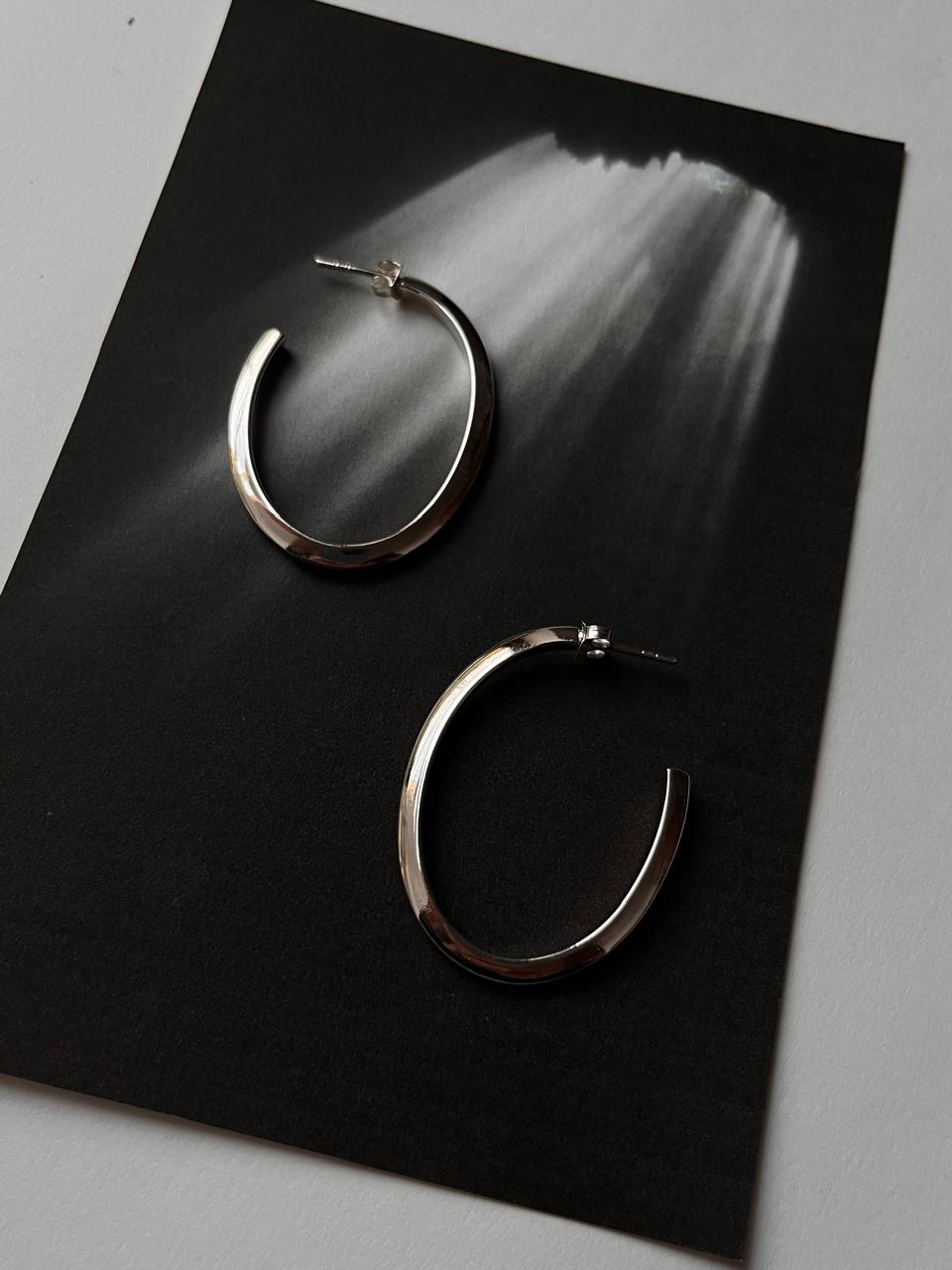 Italian U Shape Statement Half Hoops in 925 Silver