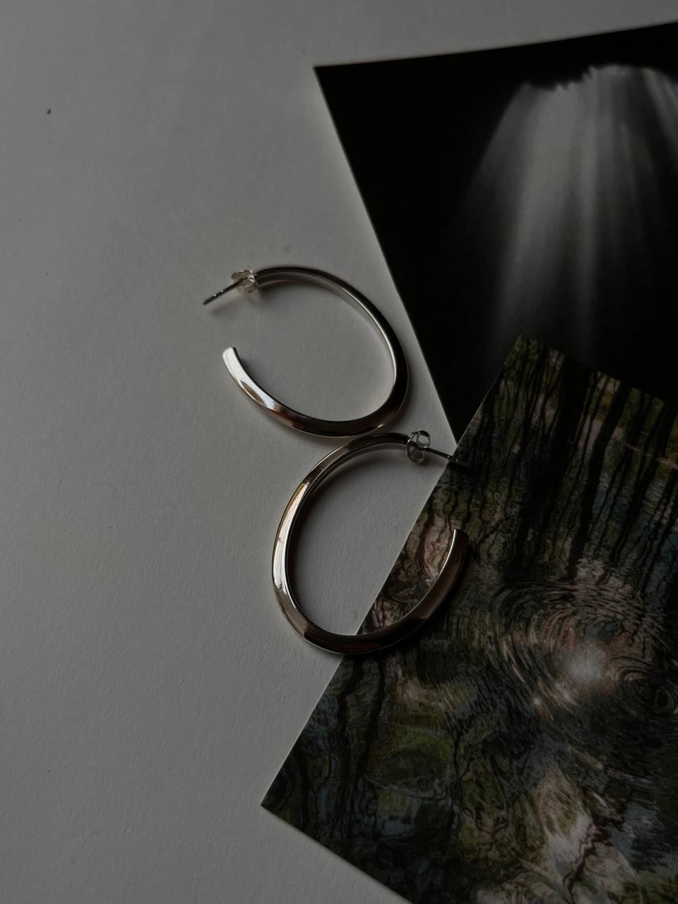 Half U Shaped Chunky Hoops in 925 Silver Italian Style