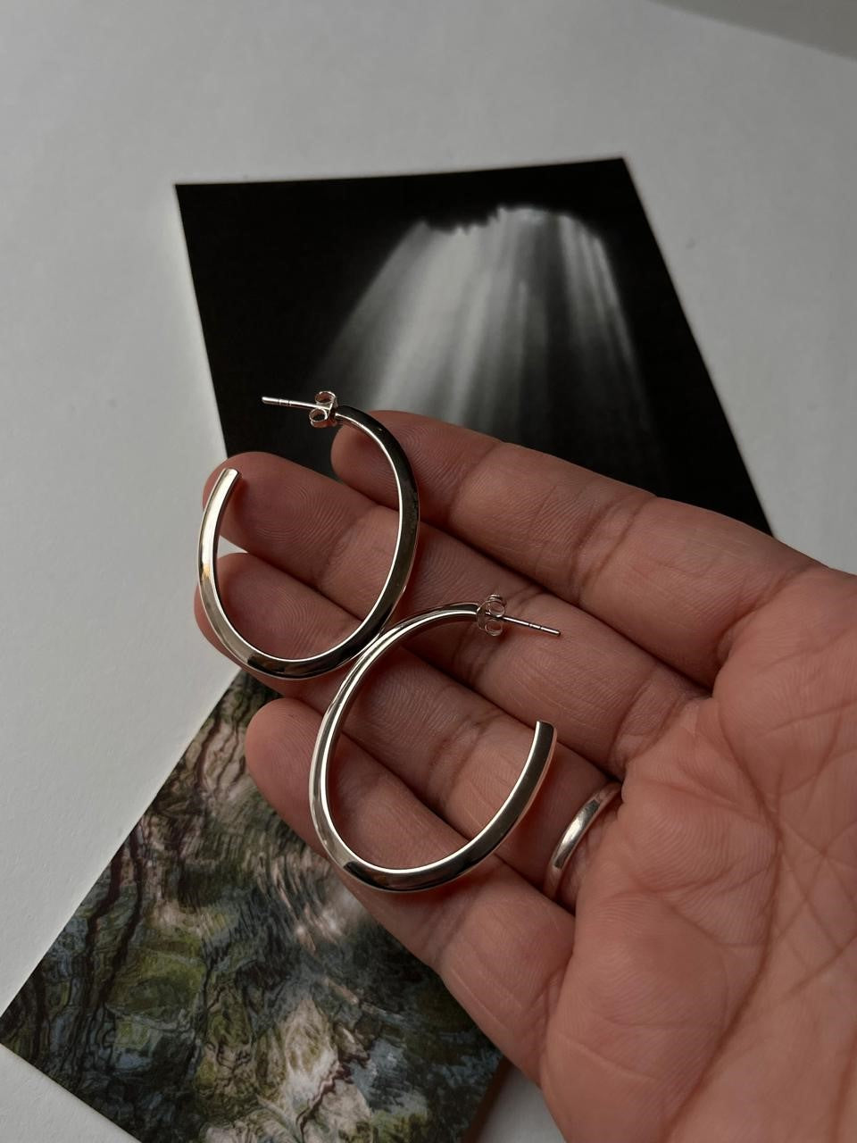 Chunky Italian U Statement Half Hoops in 925 Silver