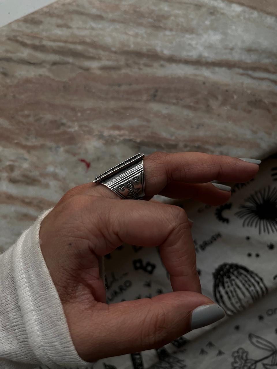 Handcrafted Turkish ring in sterling silver with boho style  