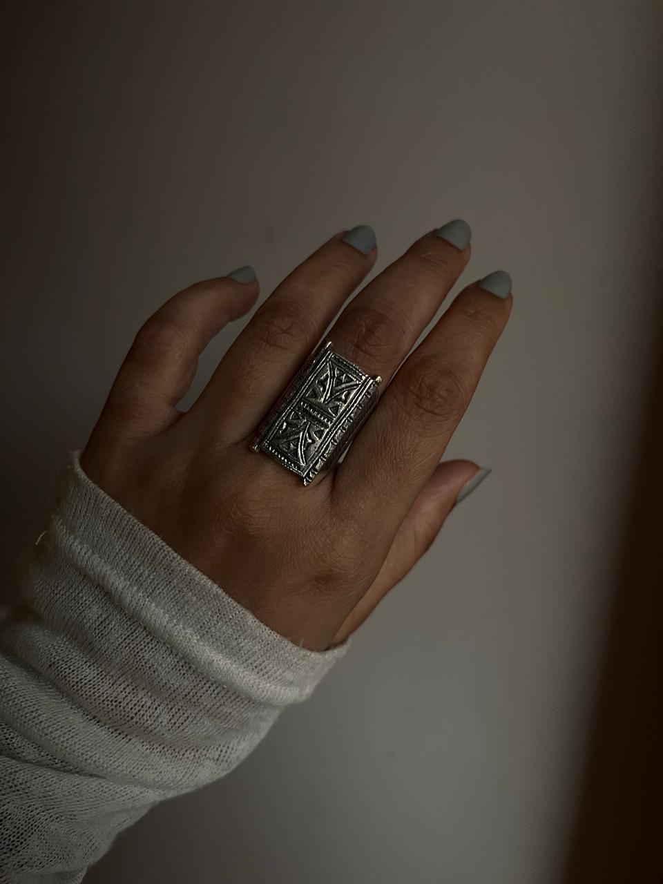 Adjustable bohemian Turkish ring in imported sterling silver