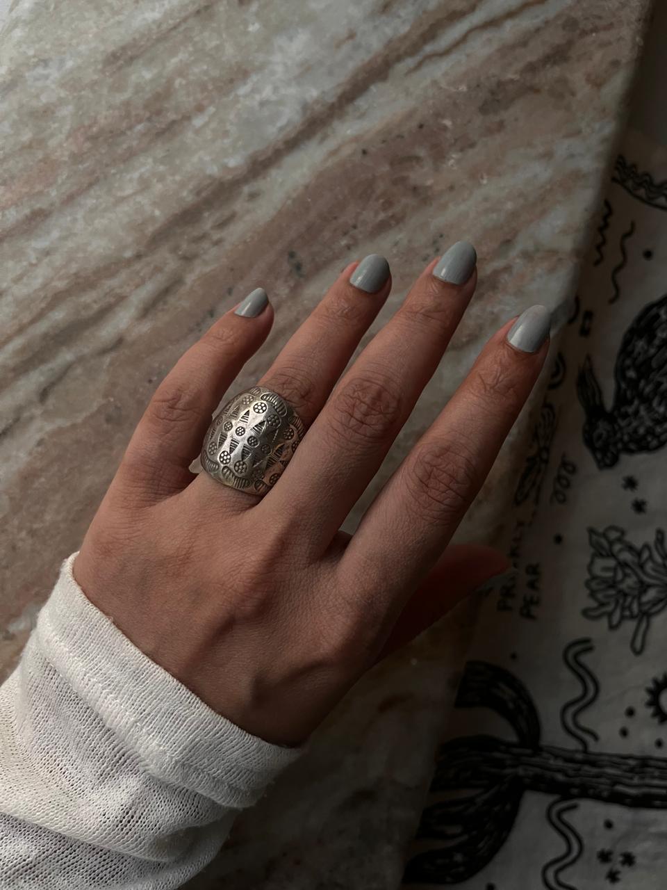 Sterling silver tribal dome ring for boho fashion lovers  