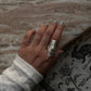 Bohemian-style leaf wrap ring in handcrafted sterling silver  