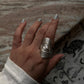 Boho leaf wrap ring in 925 silver with adjustable fit 