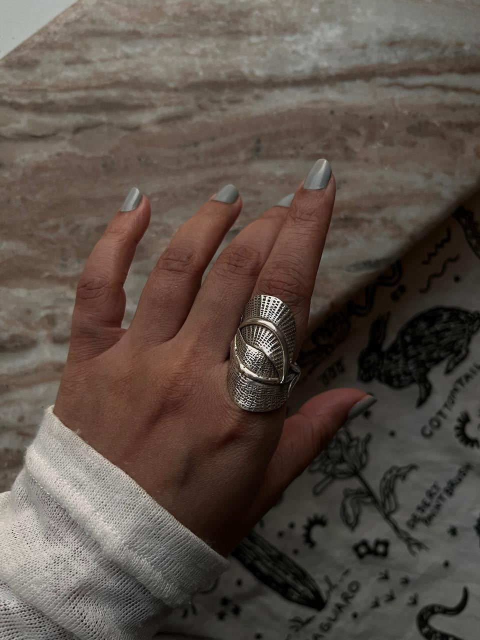 Boho leaf wrap ring in 925 silver with adjustable fit 