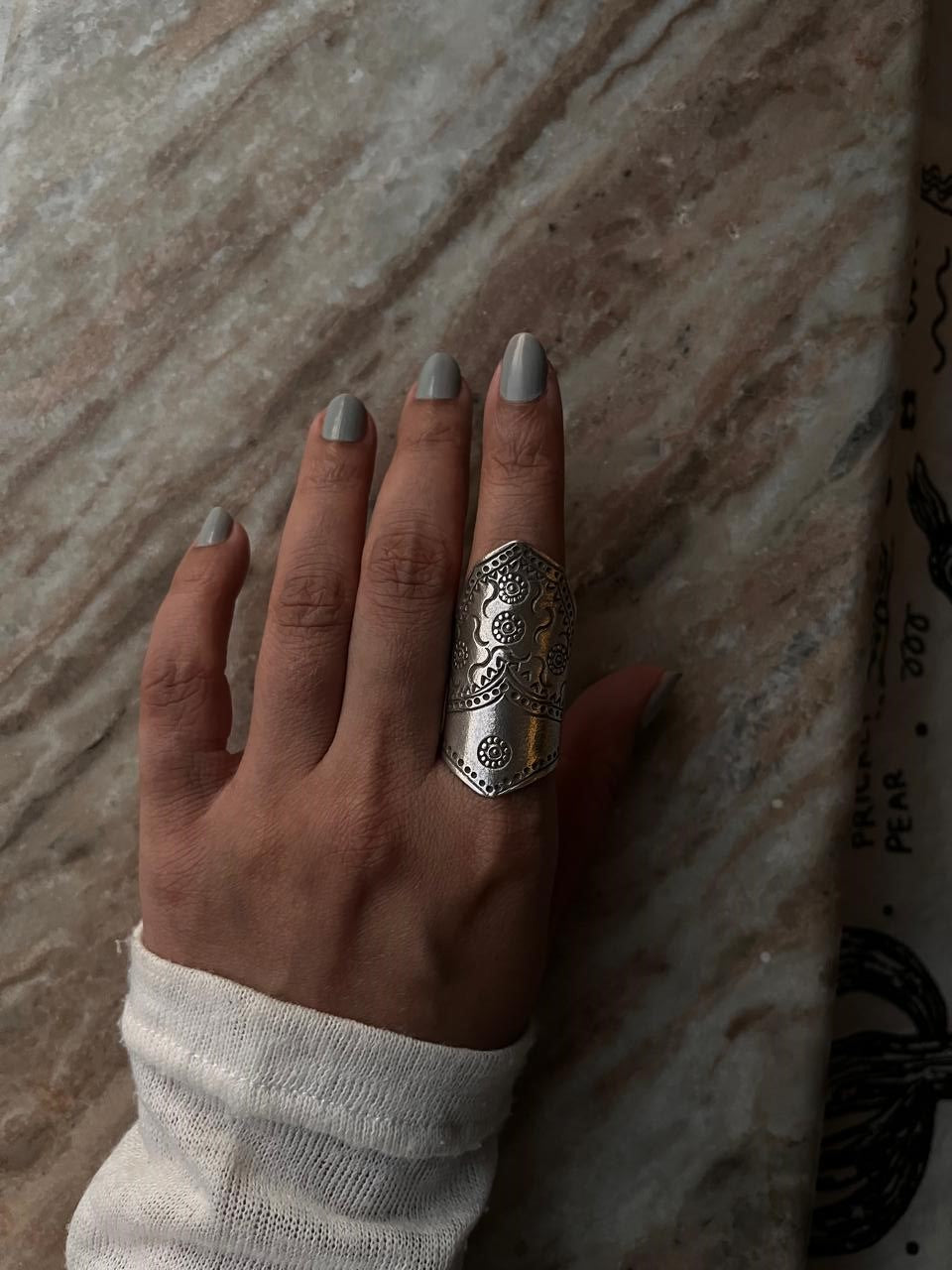 Artisan-made full finger statement ring in 925 silver