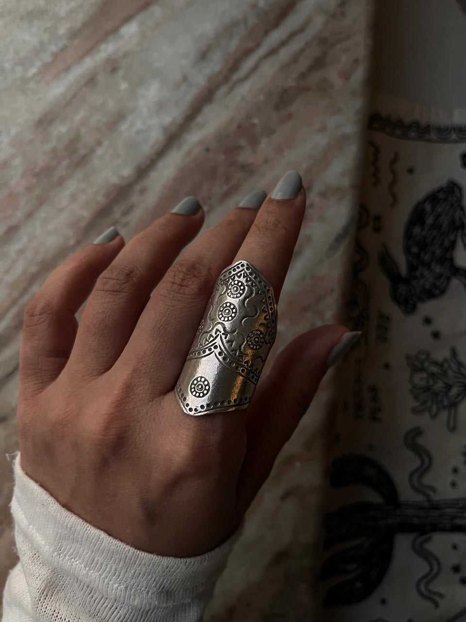 Imported bohemian adjustable full finger ring in 925 silver  
