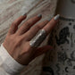 Artisan-made boho adjustable silver full finger ring  