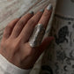Handcrafted bohemian silver ring covering full finger  