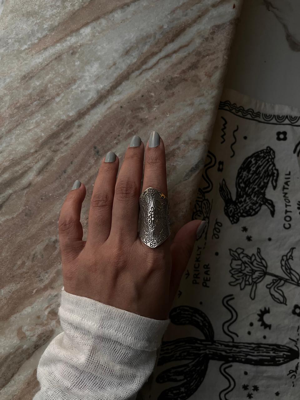 925 sterling silver full finger ring with tribal boho flair  