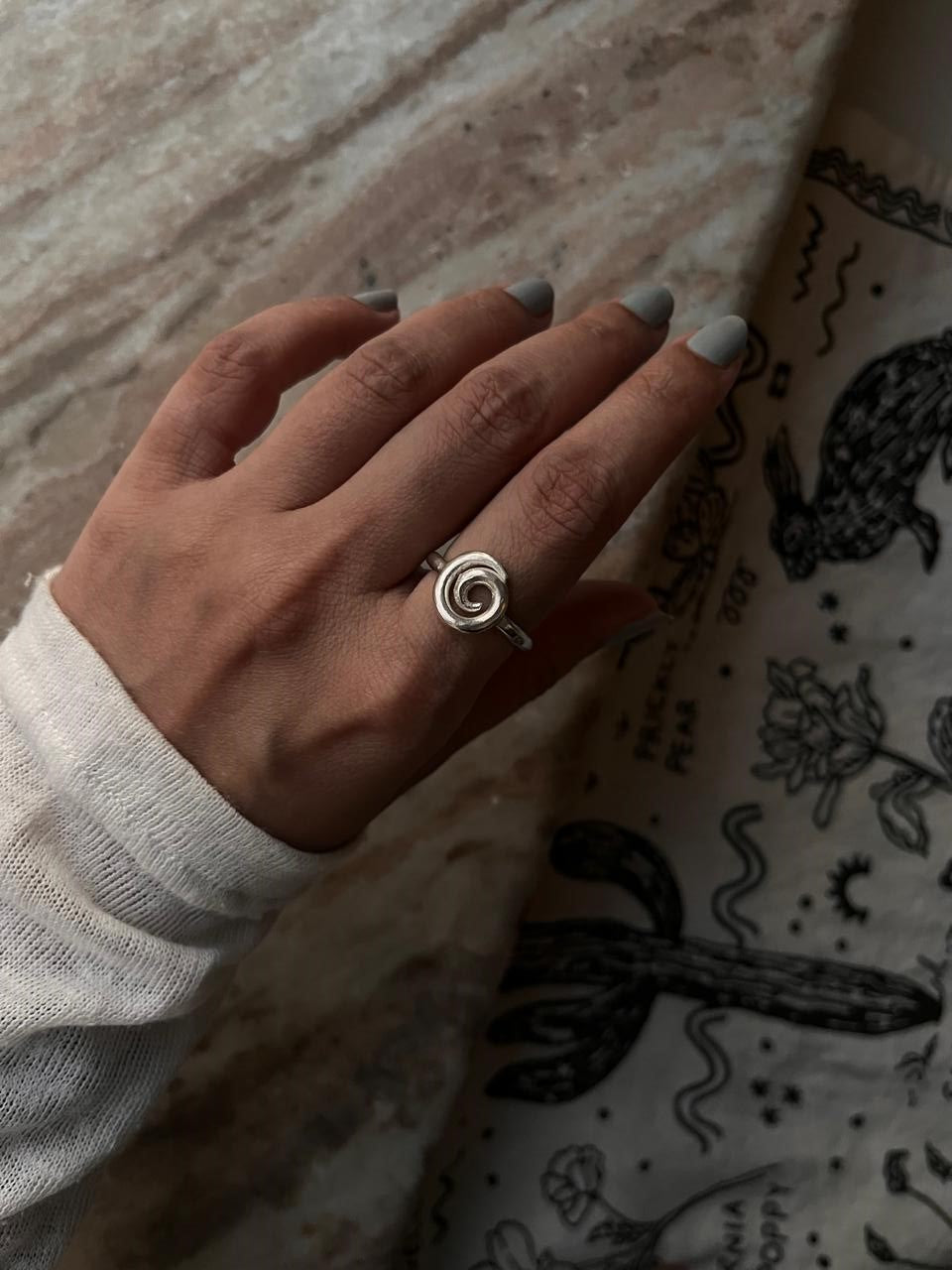Imported boho-style spiral ring in 925 silver 