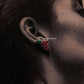 Elegant Lab Grown Ruby and Green Onyx Silver Stud Earrings