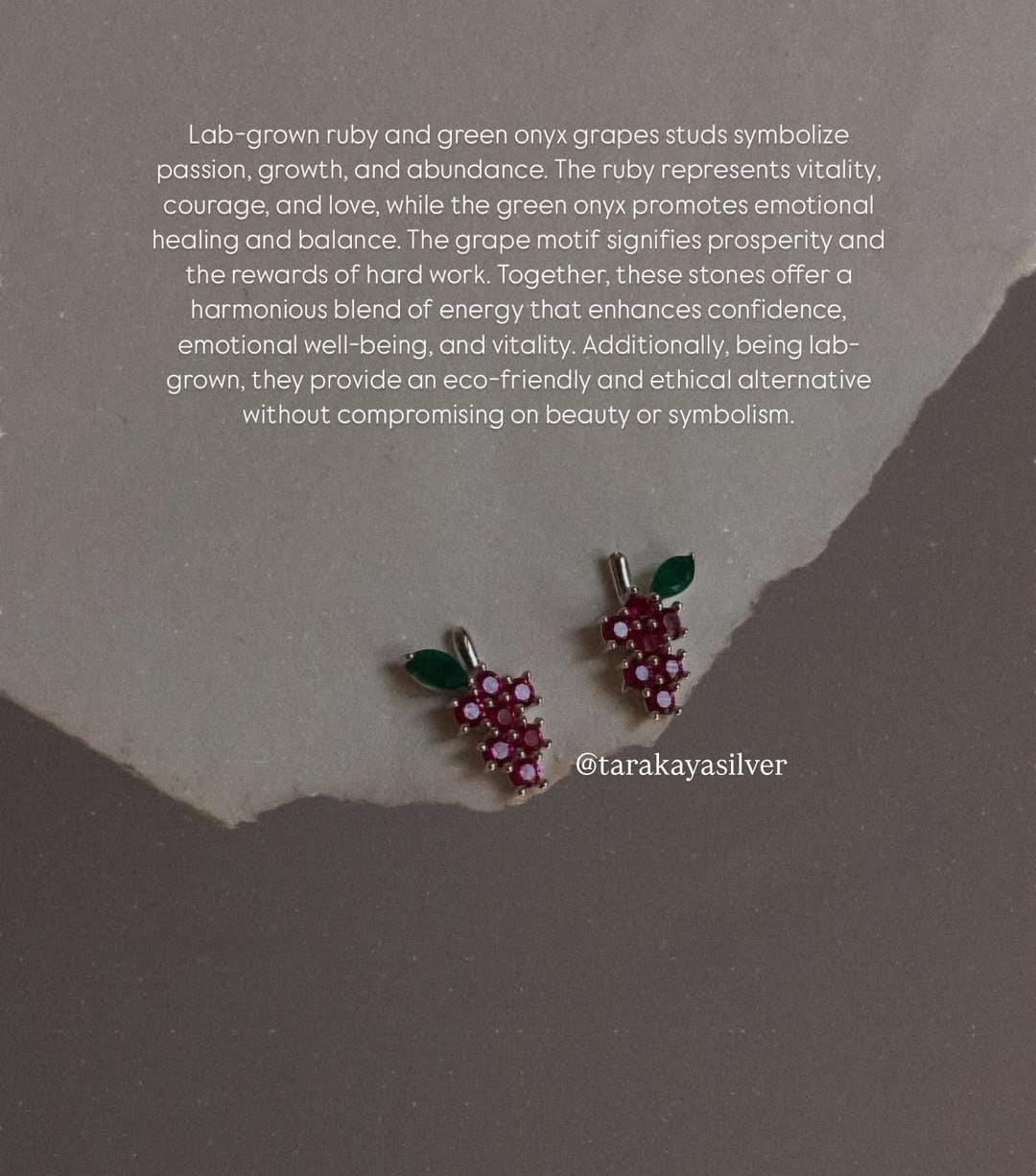 Lab Grown Ruby and Green Onyx Silver Stud Earrings for Women