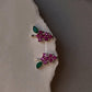925 Silver Studs with Lab Grown Ruby and Green Onyx
