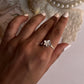 925 silver ring with white enamel plumeria flower design  