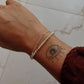 Basra pearl and cable dot 925 silver bracelet stack  