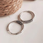 Vintage-style oxidised silver hoop earrings with wire wrapping  