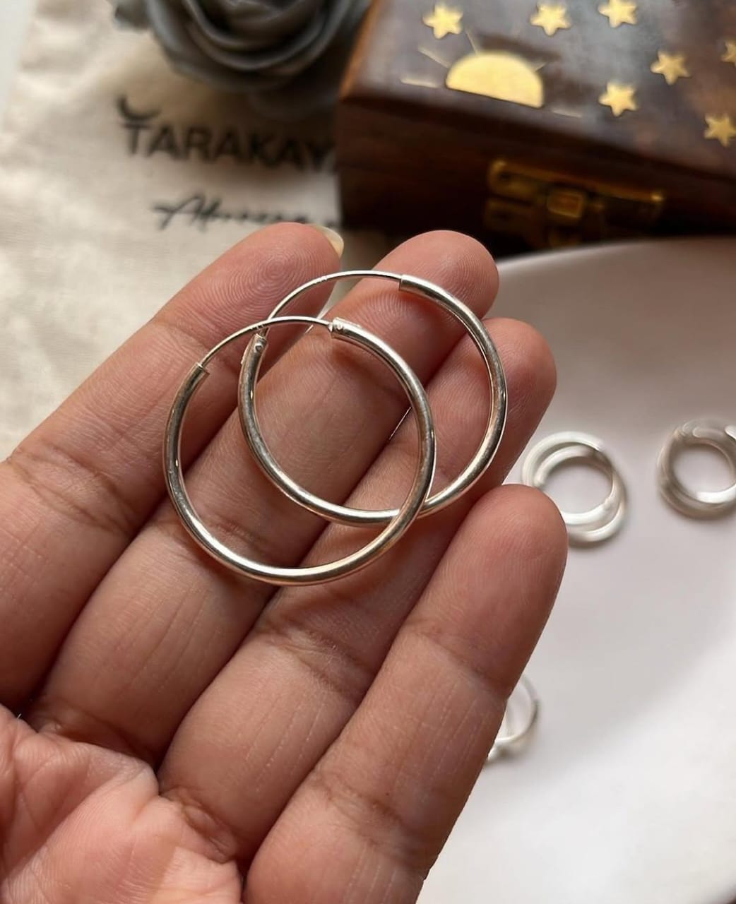 Plain 925 silver hoop earrings  