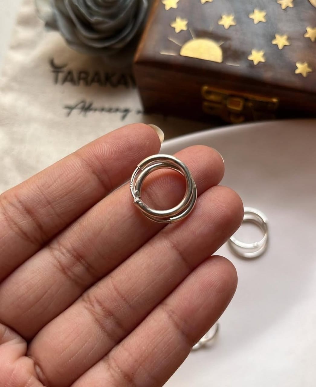 Classic sterling silver hoops with polished finish  