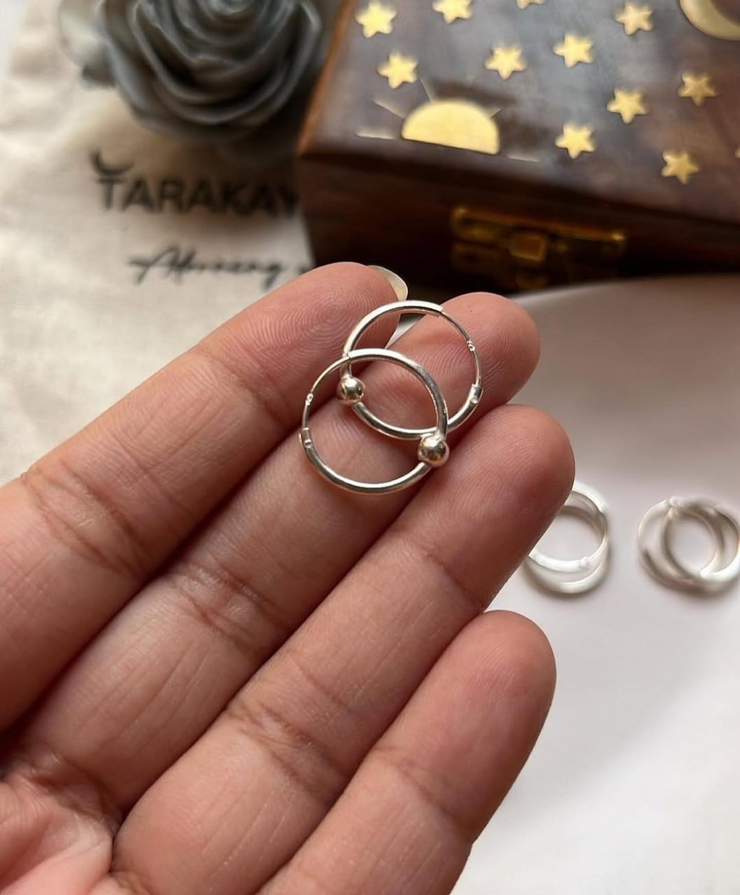 Plain ball 925 sterling silver hoop earrings  
