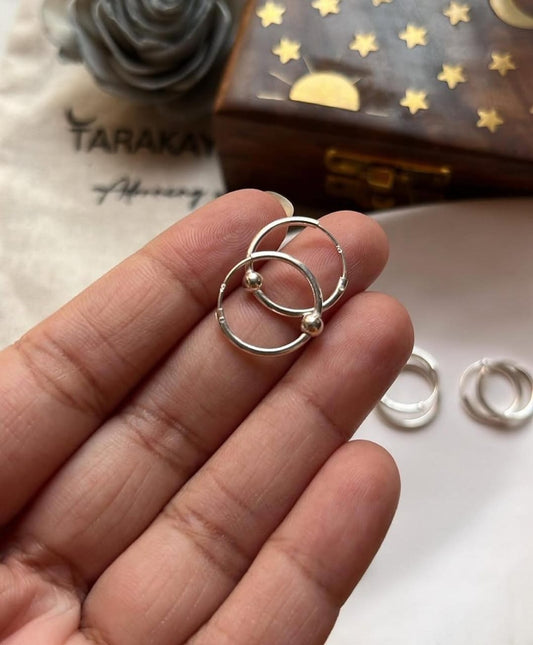 Plain ball 925 sterling silver hoop earrings  