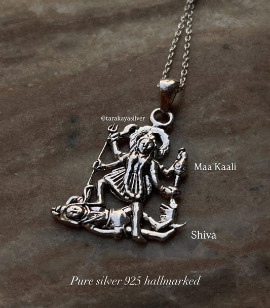 Kali Maa Shiv Ji 925 Sterling Silver pendant for spiritual devotees  