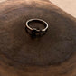 Handcrafted silver ring with moon and flower design