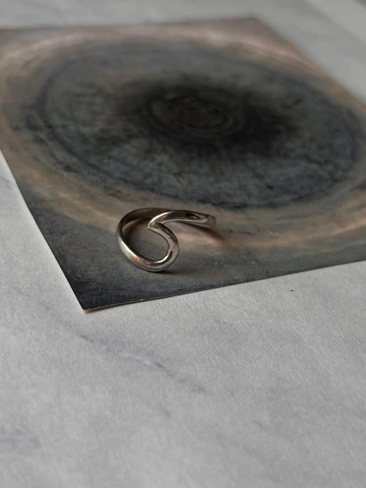 Beach wave handcrafted silver ring  