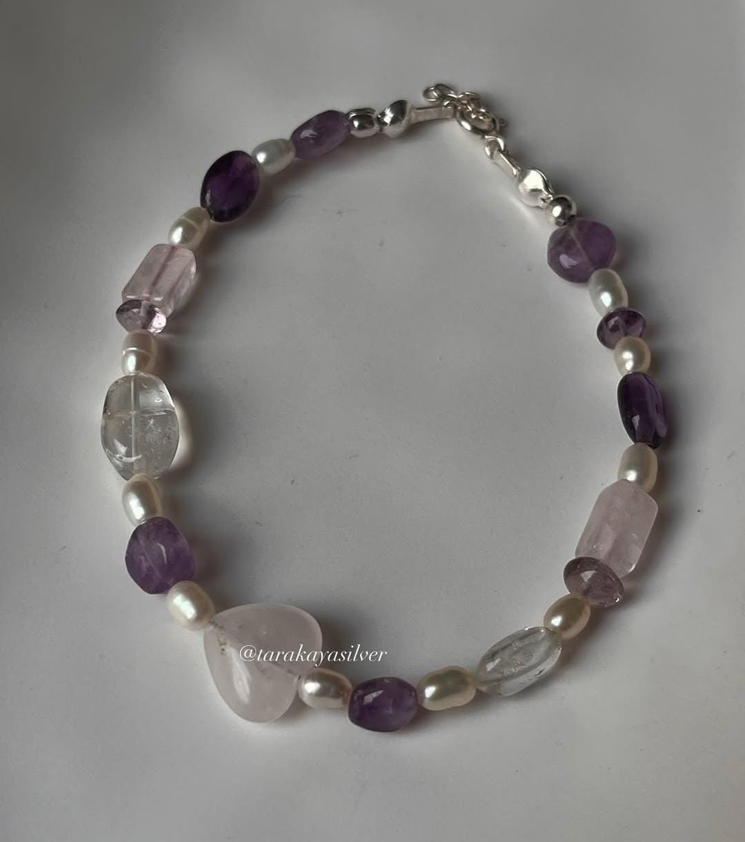 Master Healer bracelet with rose quartz heart in 925 silver