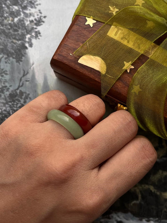 Green aventurine and carnelian stack set crystal band  