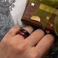 Crystal ring set with black agate and carnelian gemstones