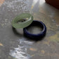 Natural green aventurine and lapis lazuli crystal stack rings
