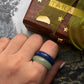 Green aventurine and lapis lazuli crystal stackable ring set  