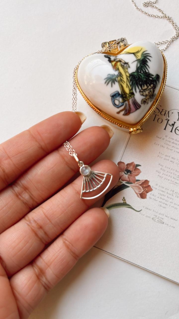 Moonstone Boho Shell 925 Sterling Silver Necklace