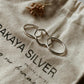 Wavy plain and hammered band silver ring stack set  