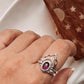 Amethyst oval gemstone and boho crown silver stack set