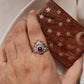 Sterling silver amethyst oval and boho crown stacking rings  