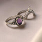 Handcrafted amethyst oval and boho crown stackable ring set  