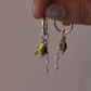 925 silver Italian hoop earrings with freshwater pearls and green charms  