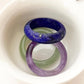 Amethyst, green aventurine, and lapis lazuli gemstone stacking rings  