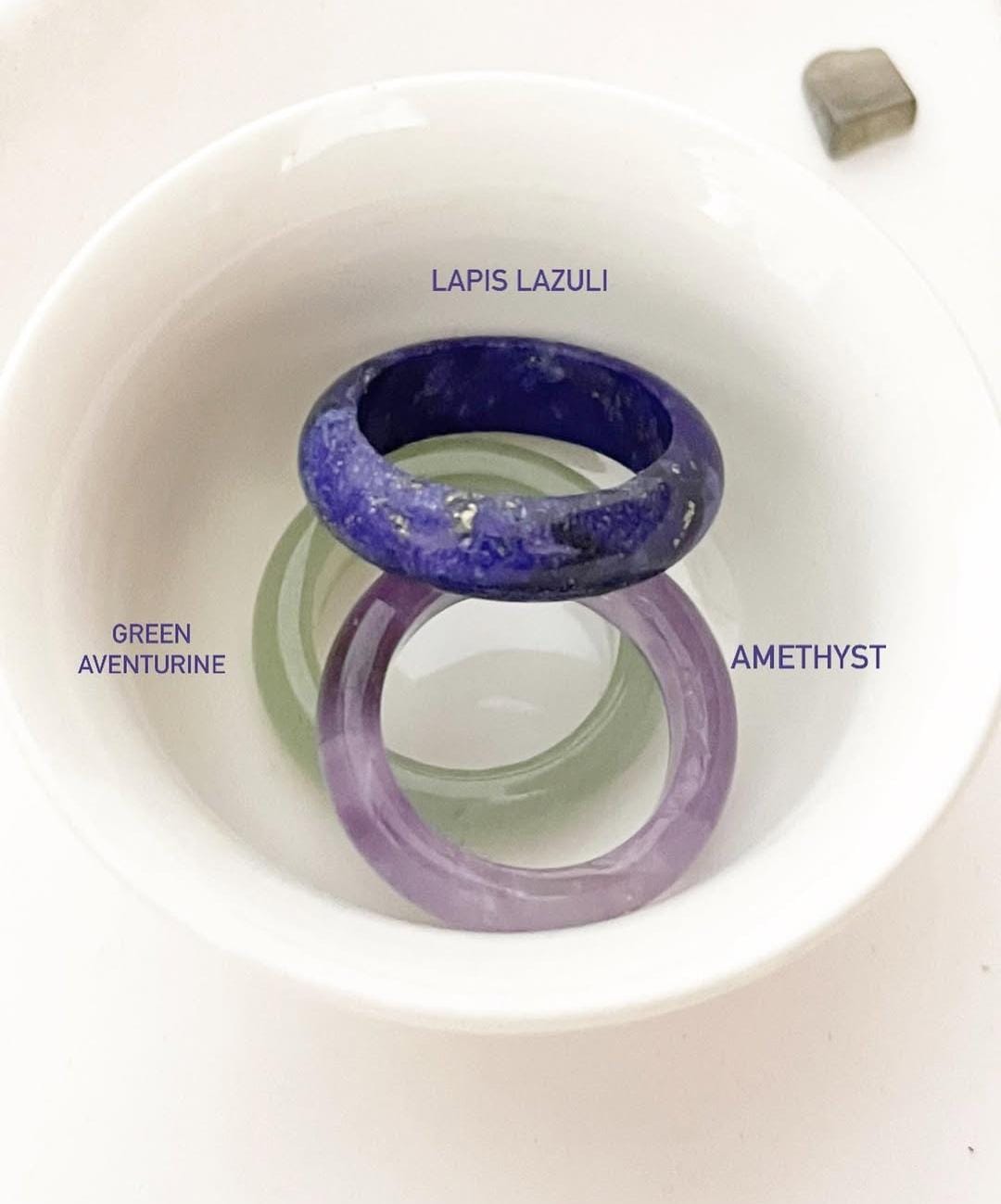 Amethyst, green aventurine, and lapis lazuli stack set crystal band 