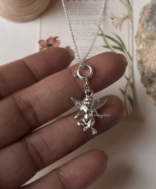 Cherub angel 925 sterling silver pendant charm  