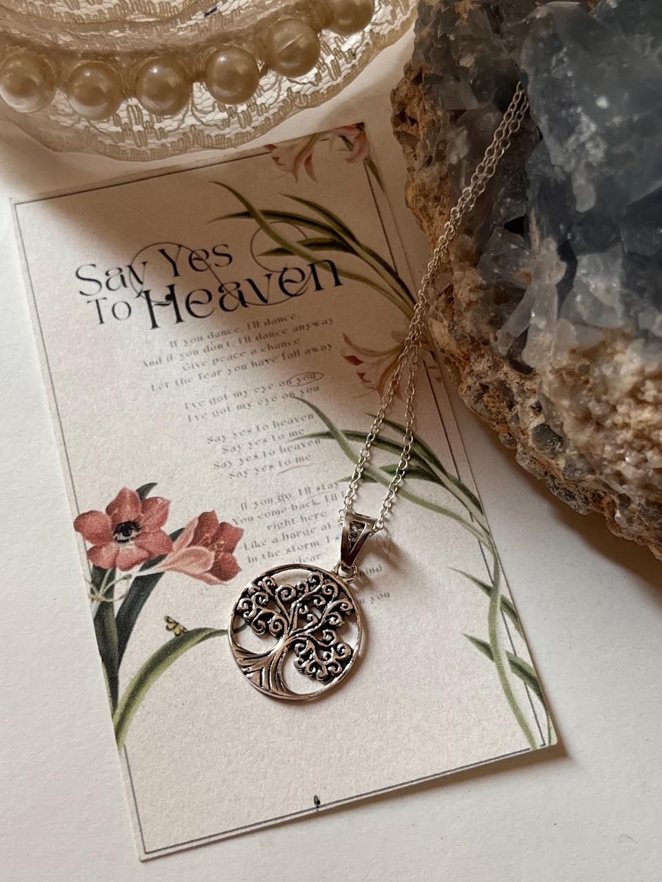 Tree of Life Symbol Silver Necklace for Spiritual Style  